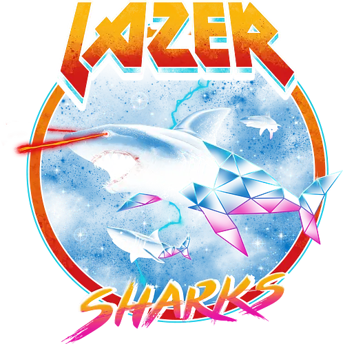 Lazer Sharks - hai, trashy, trash, retro, 80s, laser, lazer, sharks, haie, shark, polygon, rad